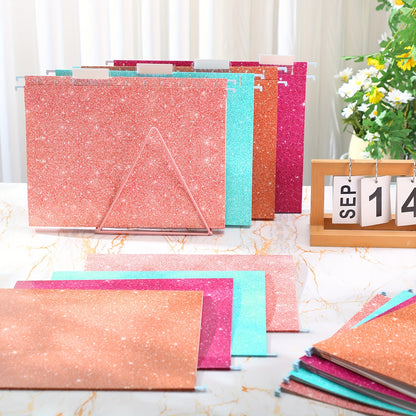20pcs Glitter Hanging File Folders 12" x 9.25" with Adjustable Tabs - Multicolor