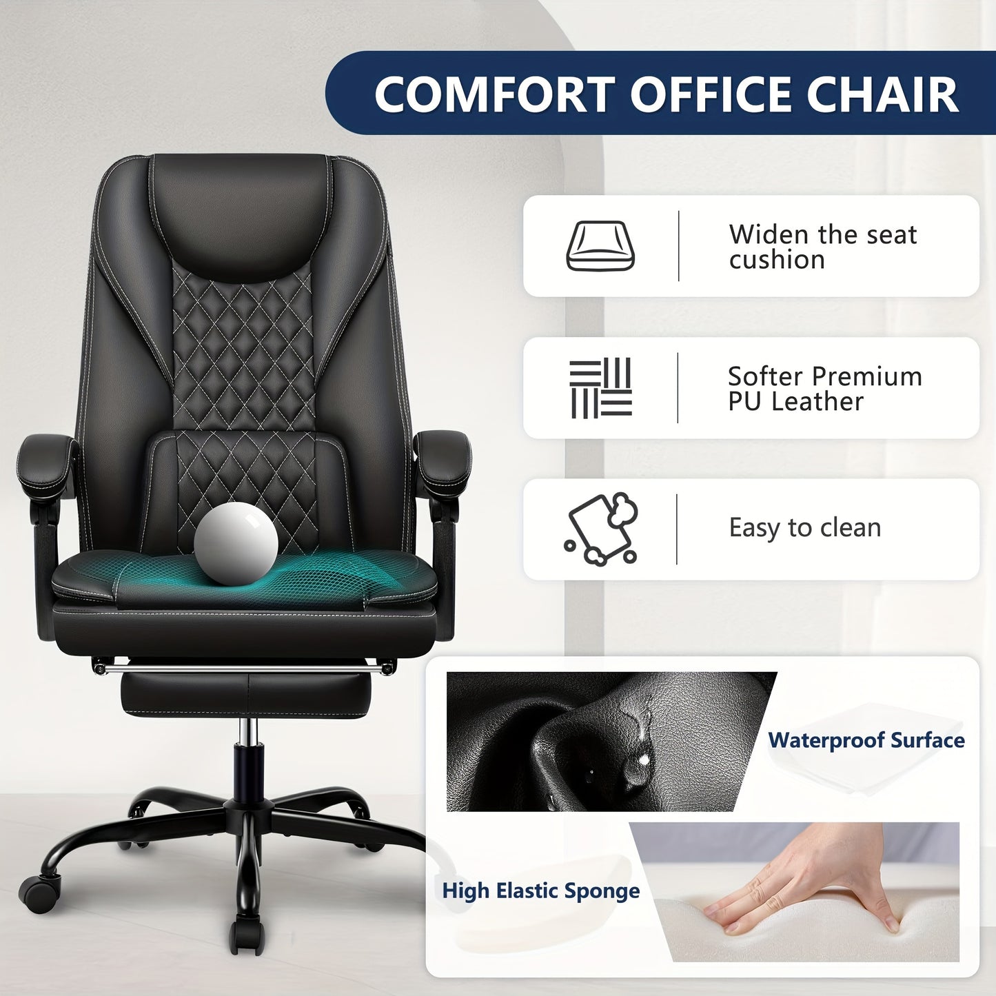 Silla ergonómica ejecutiva de oficina - 2 opciones de color