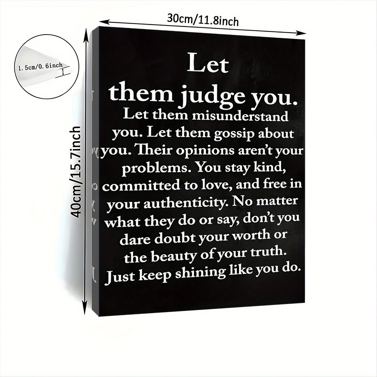 Lienzo enmarcado en madera: deja que te juzguen por tu motivación