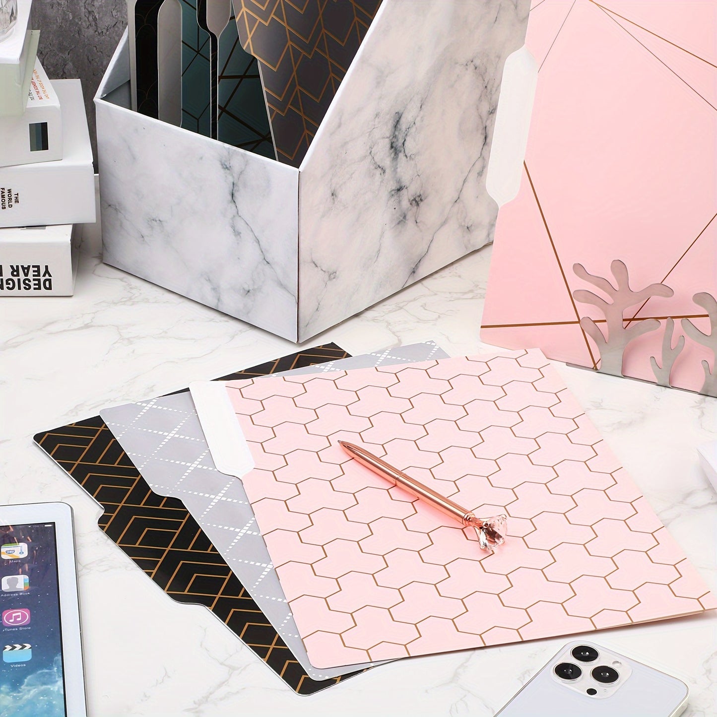 45pk Decorative Letter-Size File Folders with 1/3 Cut Tabs - 9.5 x 11.5in