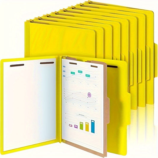 24pcs Classification Folders w/ 1 Divider, Fasteners, and Expansion - Yellow