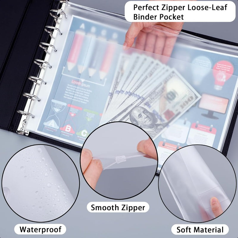 7 Ring PU Leather Business Checkbook Binder - 600 Sheets Capacity