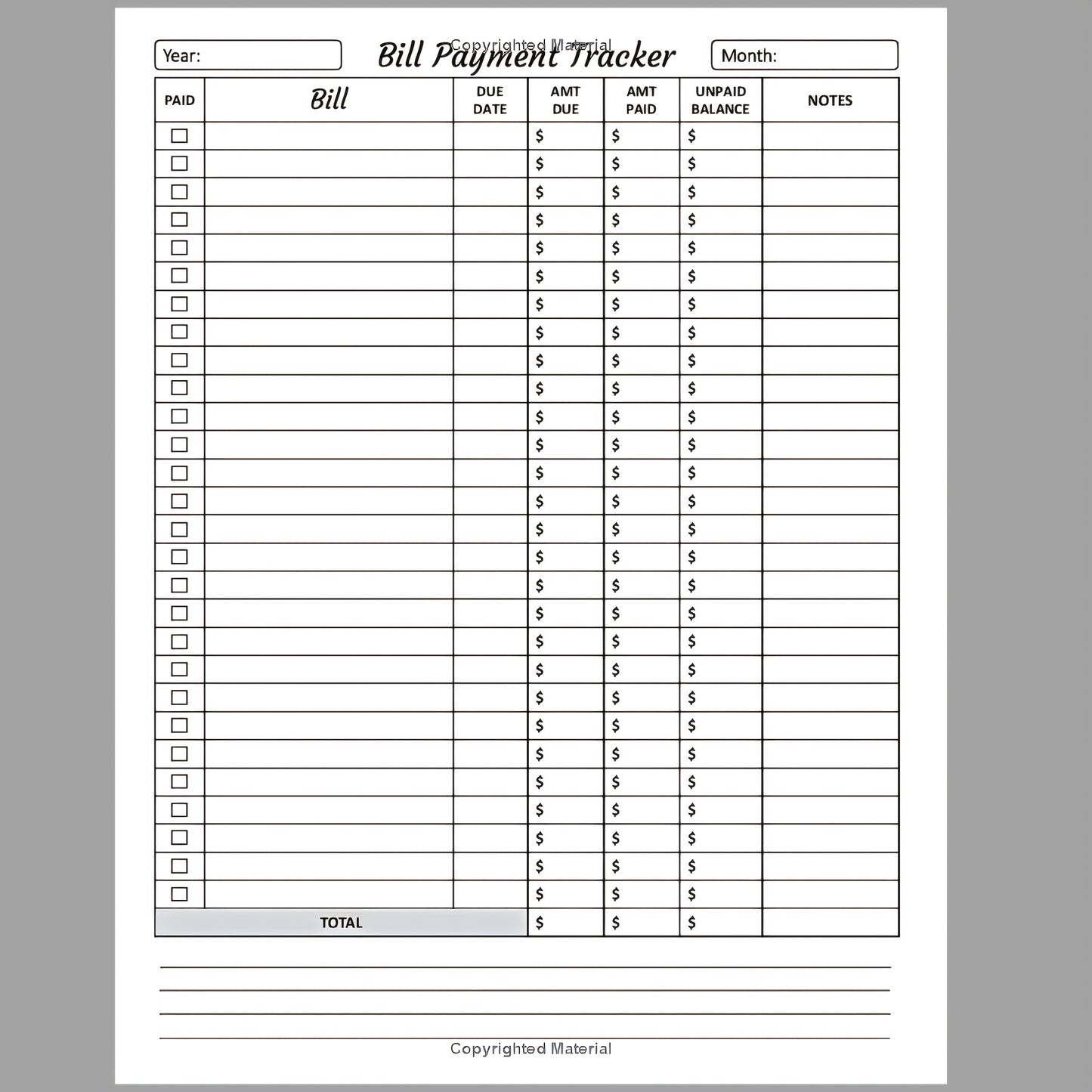 Monthly Expense Bill Notebook - Spiral-Bound Budget Planner & Payment Lists