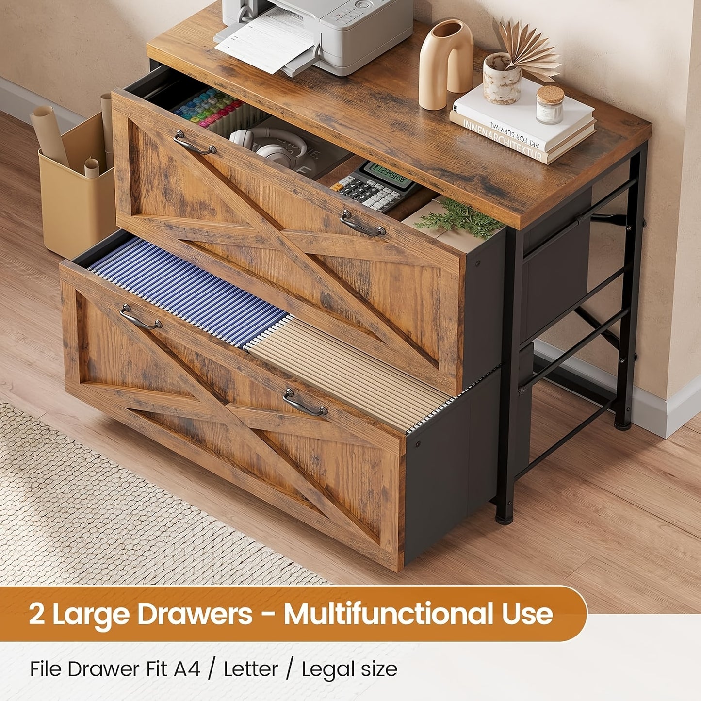 Classeur métallique à 2 tiroirs pour documents de format lettre, légal et A4