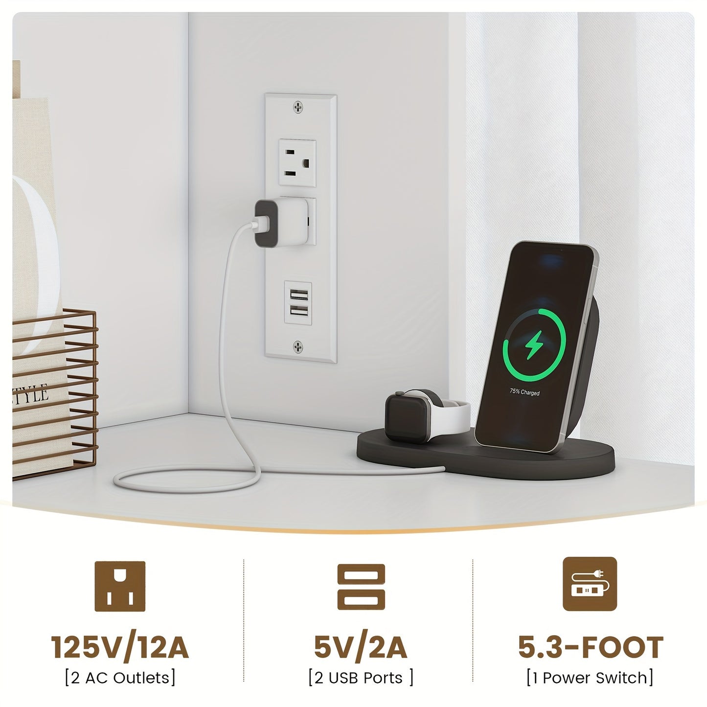 Classeur à 2 tiroirs avec serrure et station de charge
