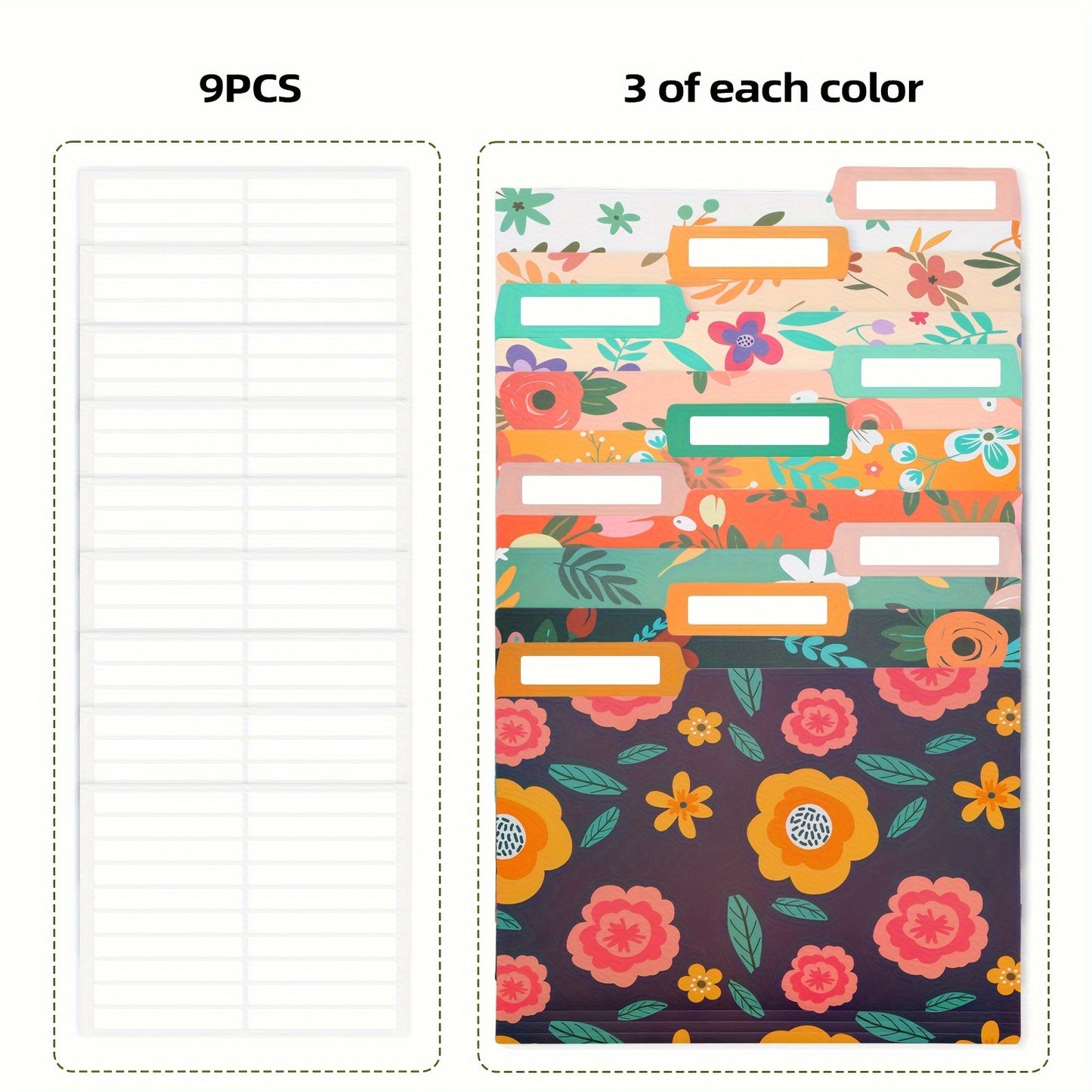 27pk 1/3-Cut Tab Letter-Size Decorative File Folders w/ Erasable Category Labels