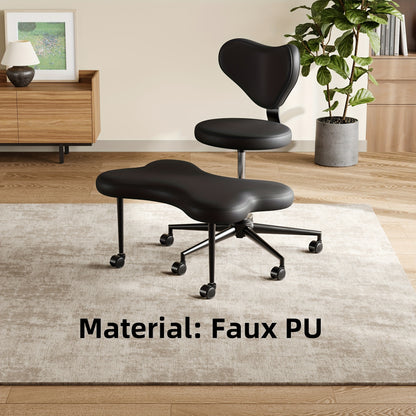 Chaise à pieds croisés réglable en hauteur avec roulettes et support dorsal ergonomique 