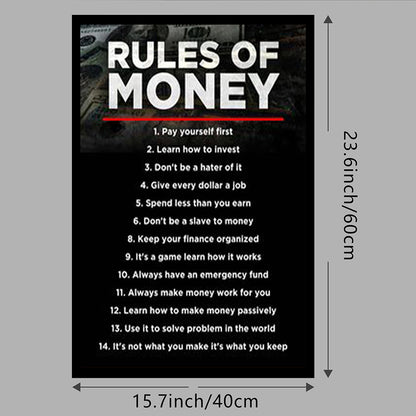 Cuadro de madera "Las reglas del dinero" 