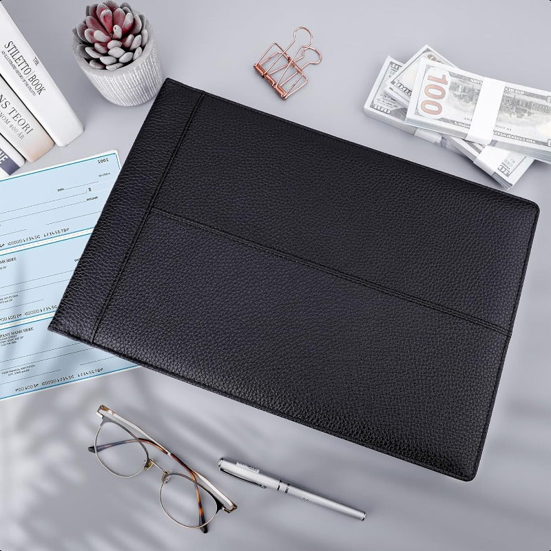 7 Ring PU Leather Business Checkbook Binder - 600 Sheets Capacity