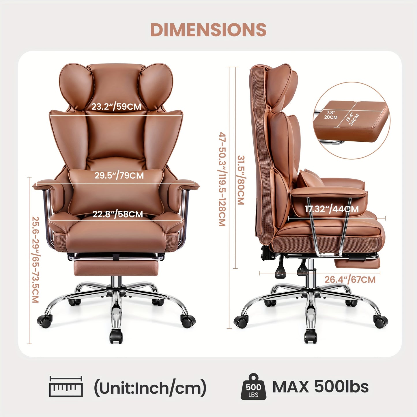 Fauteuil de direction ergonomique haut de gamme grande taille - 6 options de couleurs 