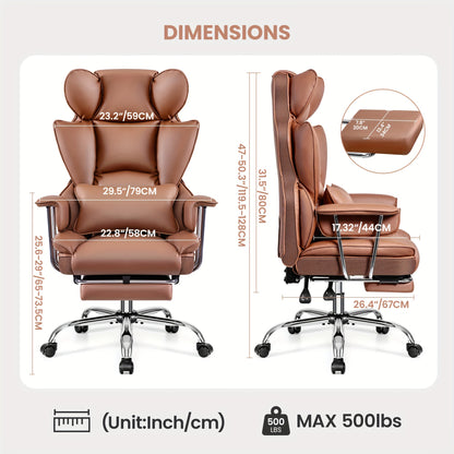 Fauteuil de direction ergonomique haut de gamme grande taille - 6 options de couleurs 