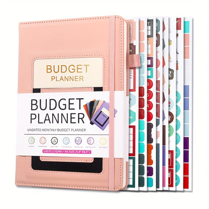PU Leather Budget Planner Notebook w/ Expense Tracker - Two Years Duration To Track Debts, Bills, & Budgets