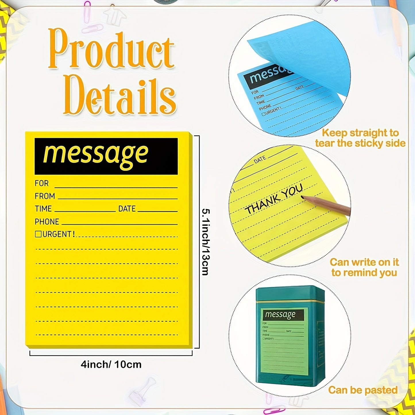 5pk Message Sticky Notes