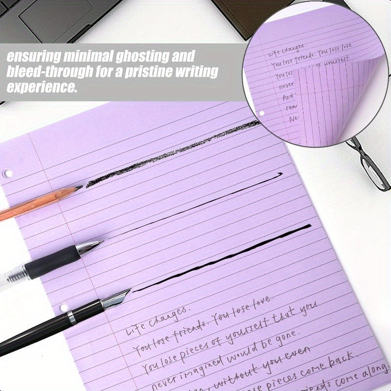 100pk Purple Wide-Ruled Lined Loose Leaf Paper