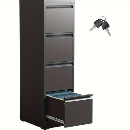 Four Drawer Heavy Duty Metal File Cabinet for Letter, Legal, and A4 Sized Files
