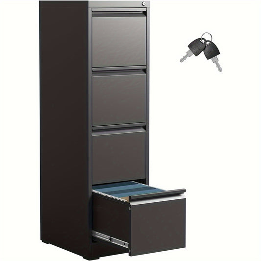 Four Drawer Heavy Duty Metal File Cabinet for Letter, Legal, and A4 Sized Files
