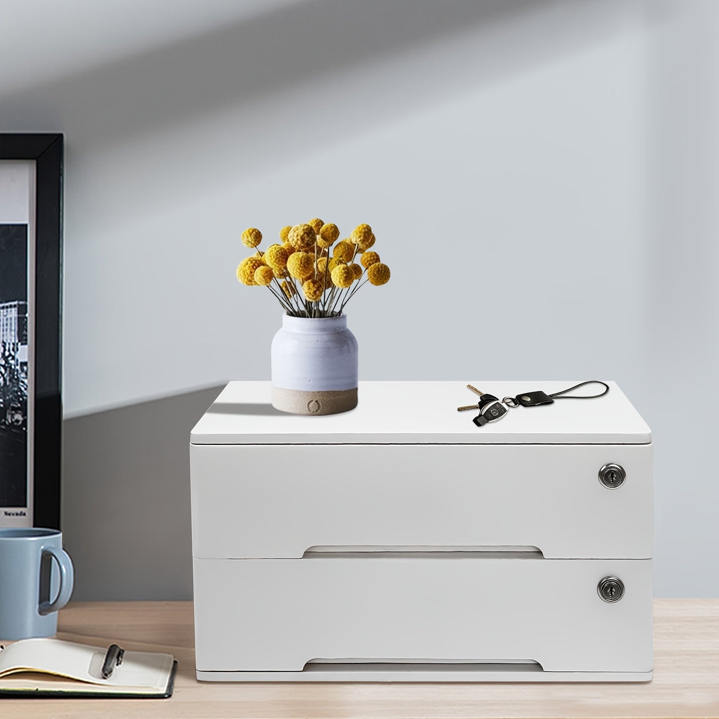 Desktop Filing Cabinet w/ Lockable Drawers