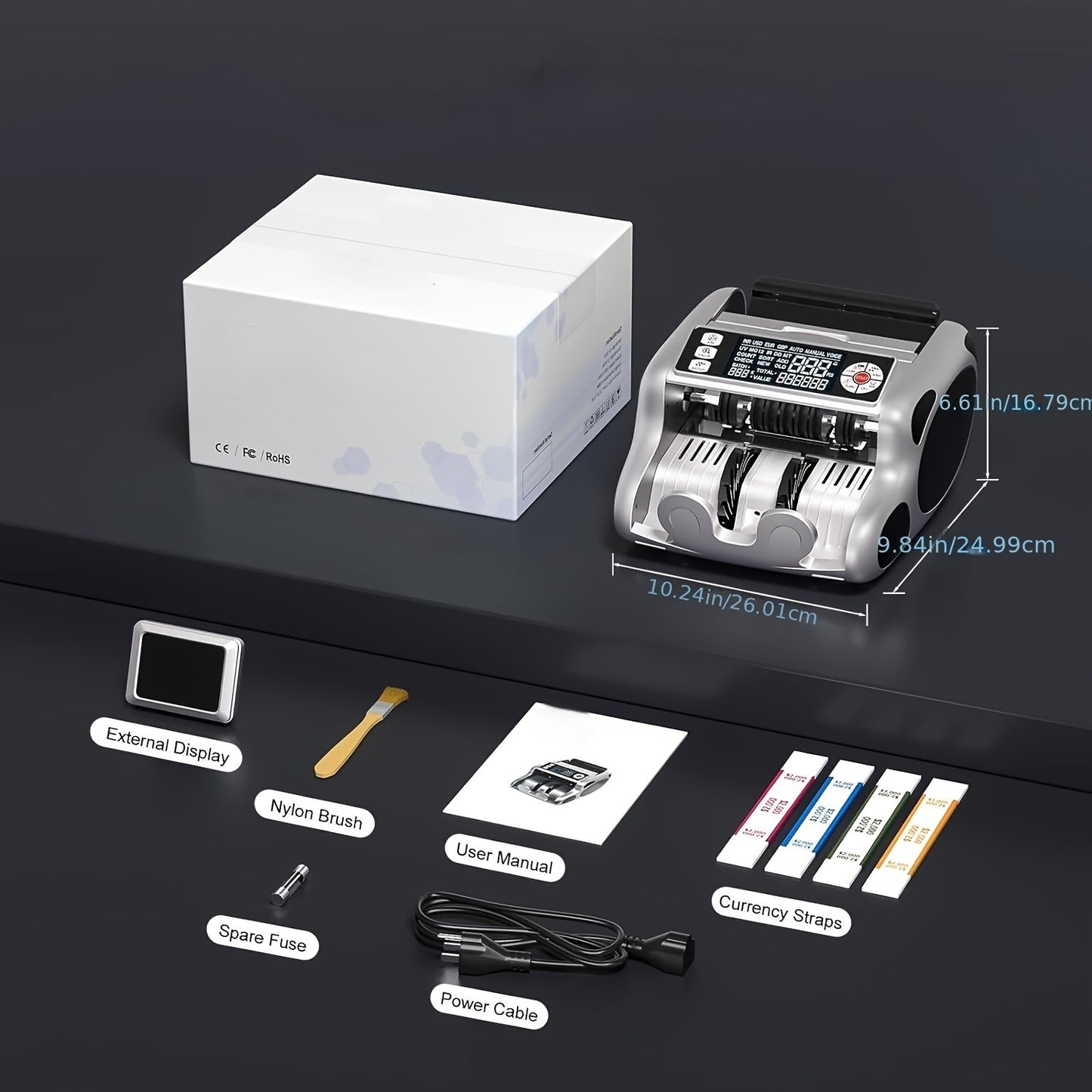 Cash Counter & Counterfeit Detection w/ UV/MG/IR/DD
