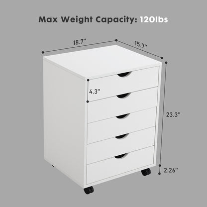 White Mobile Table Storage Cabinet w/ 3/5/7-Layer Drawers and Rolling Wheels