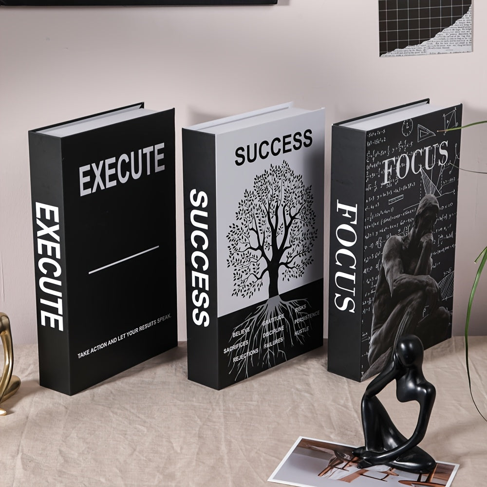 Juego de decoración de 3 piezas con estilo de libro motivacional 