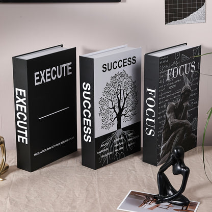 Juego de decoración de 3 piezas con estilo de libro motivacional 