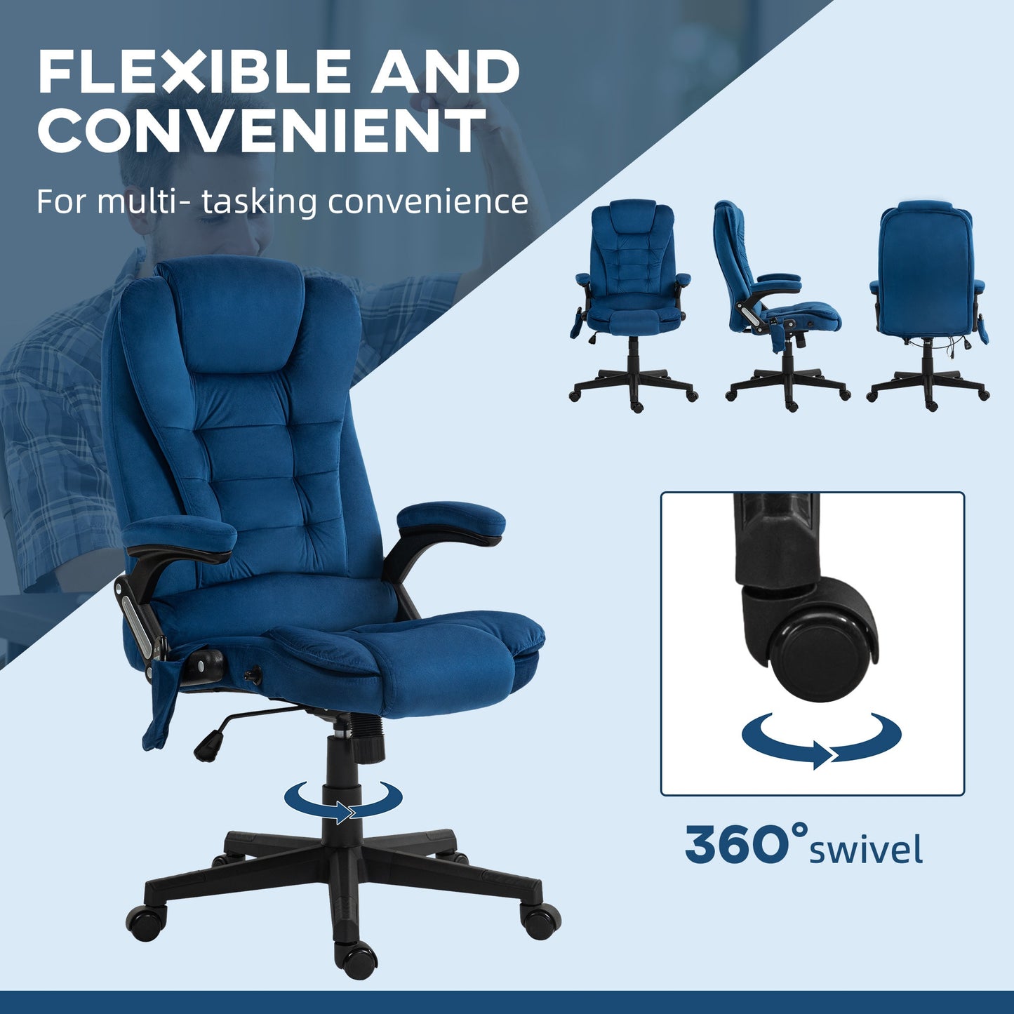Silla de oficina ergonómica ejecutiva azul