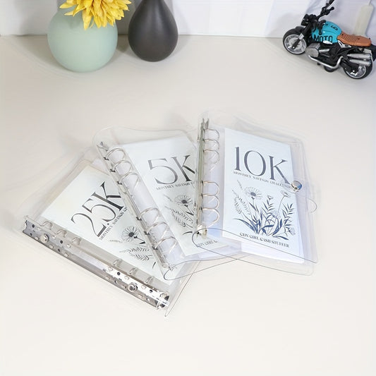 Juego de 3 carpetas de ahorro con sobres para efectivo: organizador de presupuesto de 12 meses para metas de ahorro de $5,000, $10,000 y $25,000 