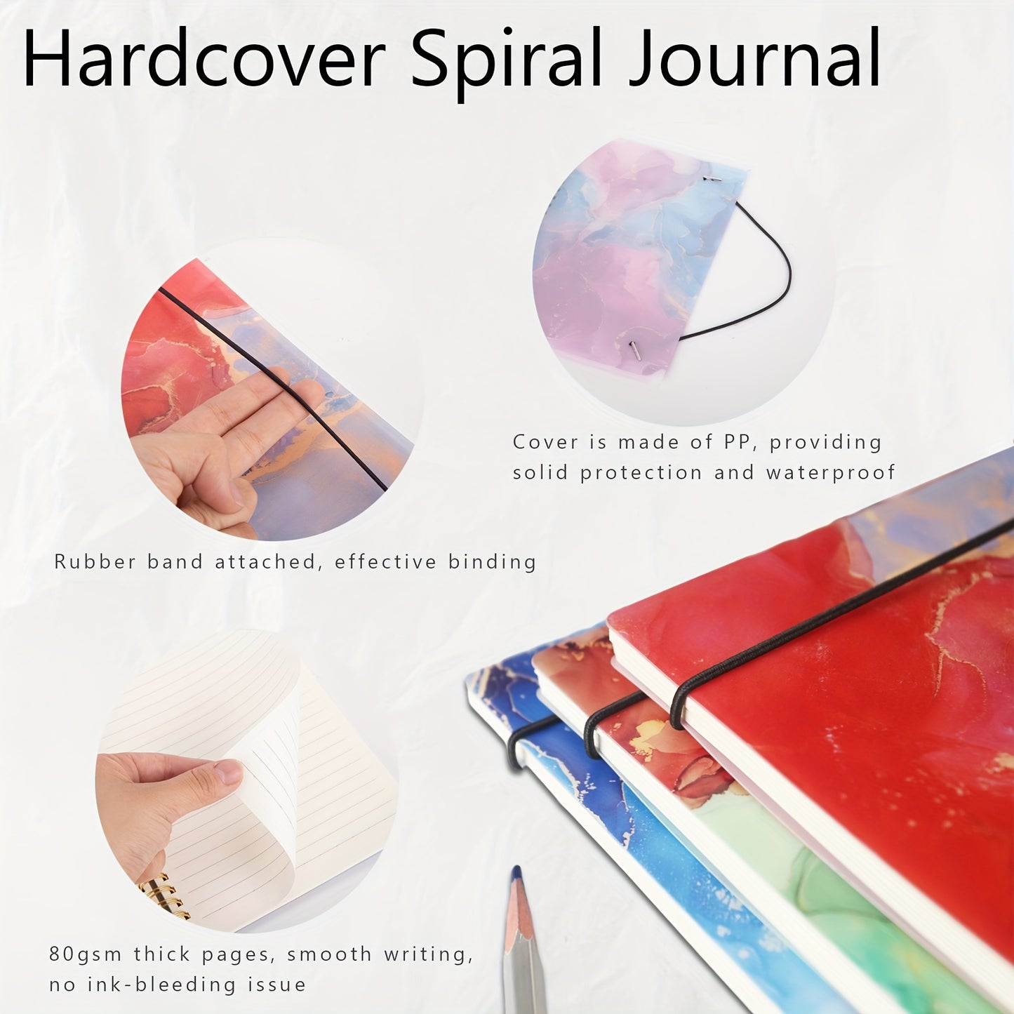 5pk Hardcover Spiral Notebook - 5 Colors Set