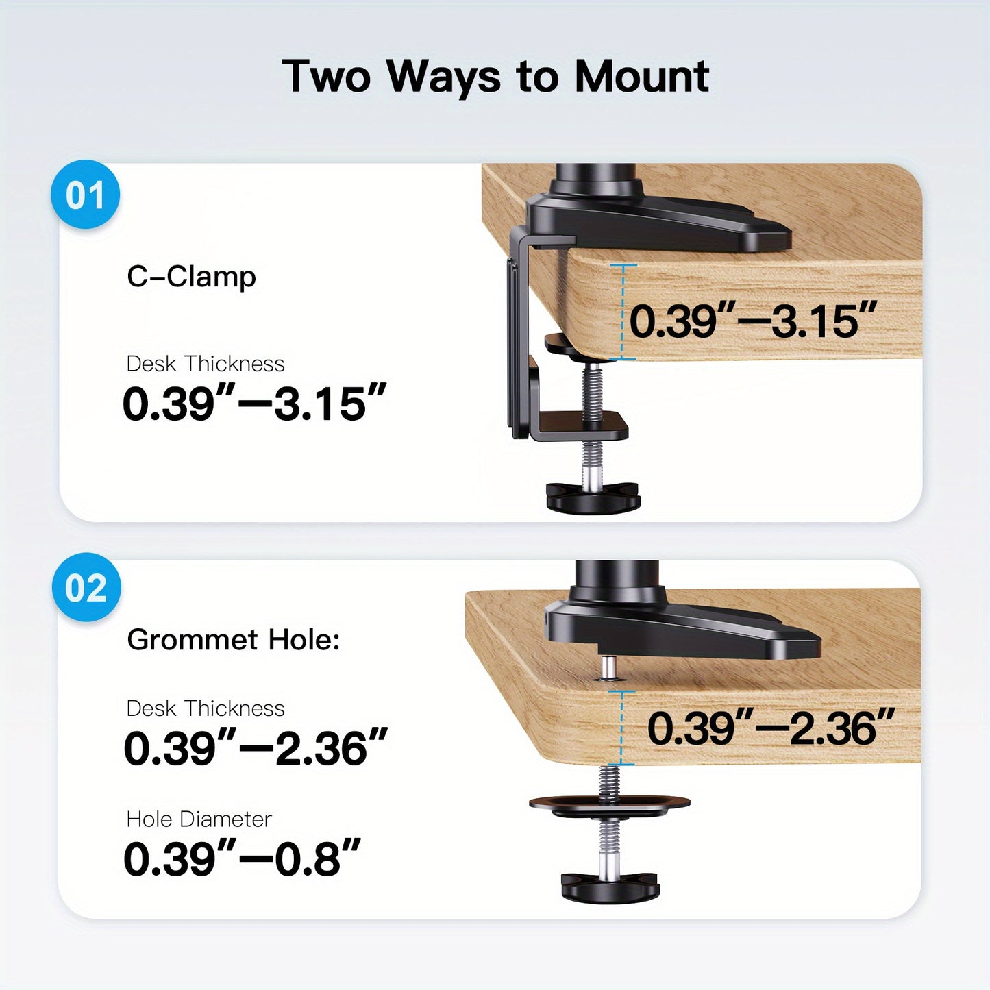 Triple Monitor Desk Mount - Holds 17in to 32in Screens
